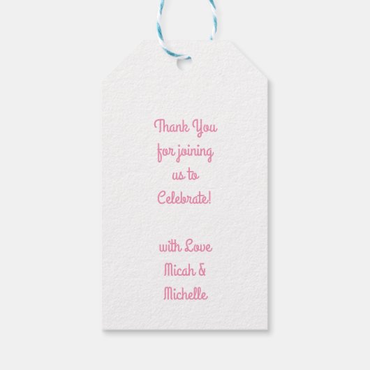 Roze Baby shower Flamingo Cadeaulabel (Achterkant)