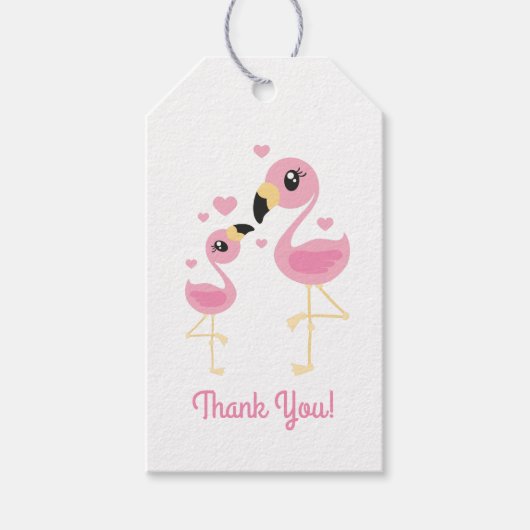 Roze Baby shower Flamingo Cadeaulabel (Voorkant)
