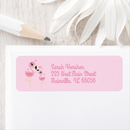 Roze Baby shower Flamingo Etiket (Insitu)