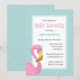 Roze Baby shower Flamingo Kaart