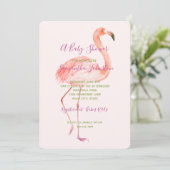 Roze Baby shower Flamingo Kaart (Staand voorkant)