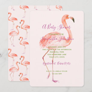Roze Baby shower Flamingo Kaart