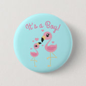 Roze Baby shower Flamingo Ronde Button 5,7 Cm (Voorkant)