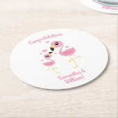 Roze Baby shower Flamingo Ronde Kartonnen Onderzetter (Gebogen)