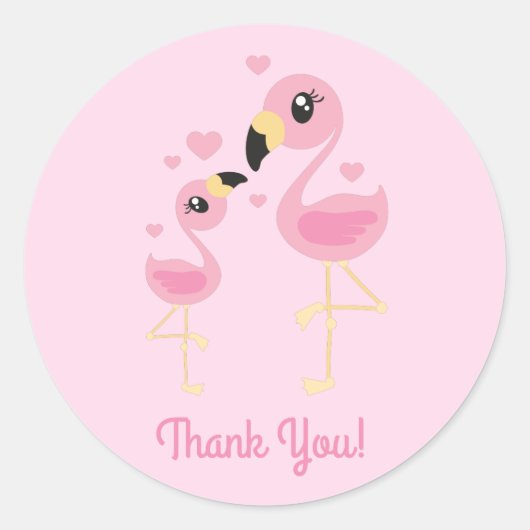 Roze Baby shower Flamingo Ronde Sticker (Voorkant)