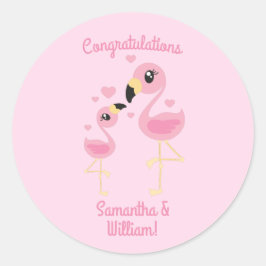 Roze Baby shower Flamingo Ronde Sticker