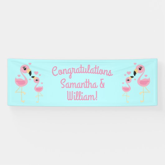 Roze Baby shower Flamingo Spandoek (Horizontaal)