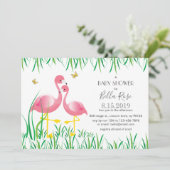 Roze Baby shower Flamingos Invite Kaart (Staand voorkant)