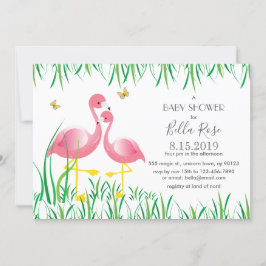 Roze Baby shower Flamingos Invite Kaart