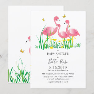 Roze Baby shower Flamingos Invite Kaart