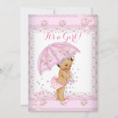  roze Baby shower Floral Umbrella BR Kaart (Voorkant)