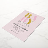 Roze Baby shower Folie Uitnodiging (Gedraaid)