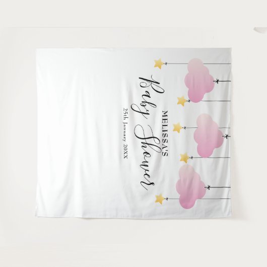 Roze Baby Shower Fotohal achtergrond Wandkleed (Voorkant (horizontaal))