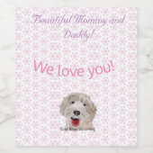 Roze Baby shower Fresh Pattern Wijn Etiket (Enkel label)