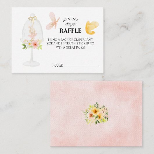 Roze baby shower-gamekaart met luiers informatiekaartje (Voorkant / Achterkant)