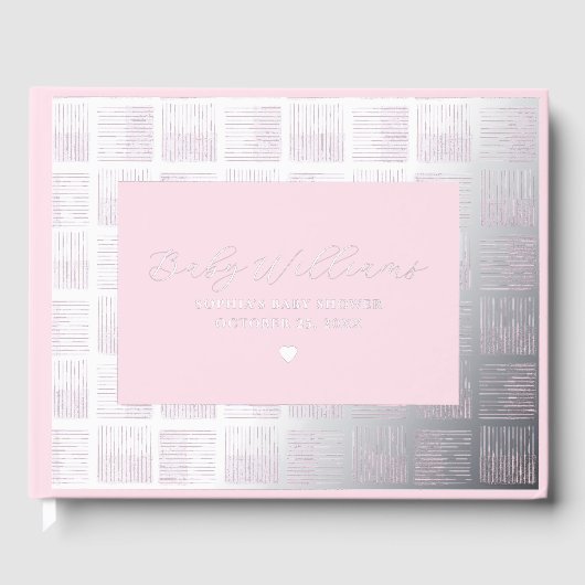 Roze Baby shower Gastboek Echte Folie Gastboeken Gastenboek (Voorkant)