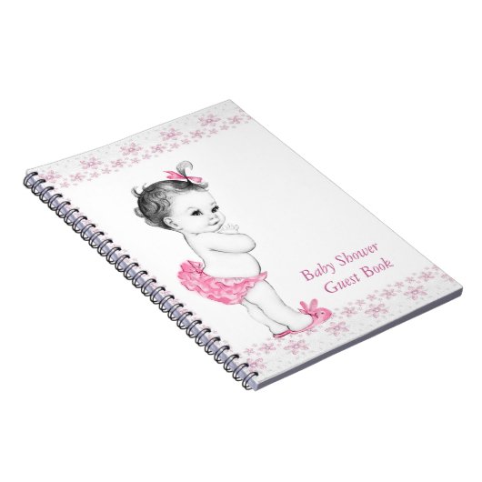 Roze Baby shower gastenboek Notitieboek (Rechterzijde)