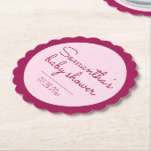 Roze Baby shower geschulpte Onderzetters (Gekanteld)