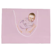 Roze Baby shower Gift Bag - Persoonlijke naam Groot Cadeauzakje (Achterkant)