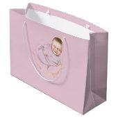 Roze Baby shower Gift Bag - Persoonlijke naam Groot Cadeauzakje (Achterkant Gekanteld)