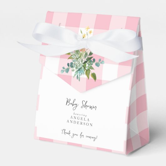 Roze Baby shower Gingham Dank je wel voor de doos Bedankdoosjes (Voorkant Zijde)