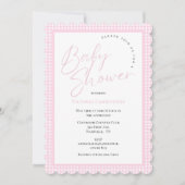 Roze Baby shower Gingham Kaart (Voorkant)