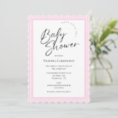 Roze Baby shower Gingham Kaart (Staand voorkant)