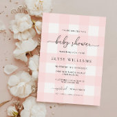Roze Baby shower Gingham Kaart