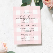 Roze Baby shower Gingham Kaart