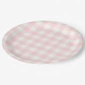 Roze Baby shower Gingham Papieren Bordje (Gekanteld)