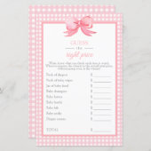 Roze Baby shower Gingham raad het prijsspel (Voorkant / Achterkant)