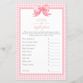 Roze Baby shower Gingham raad het prijsspel (Voorkant)