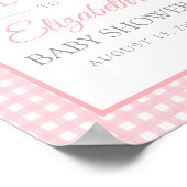 Roze Baby shower Gingham WelkomstPoster Poster (Hoek)
