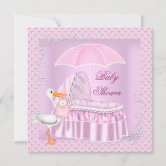 Roze Baby shower Girl Umbrella Bassinette Kaart