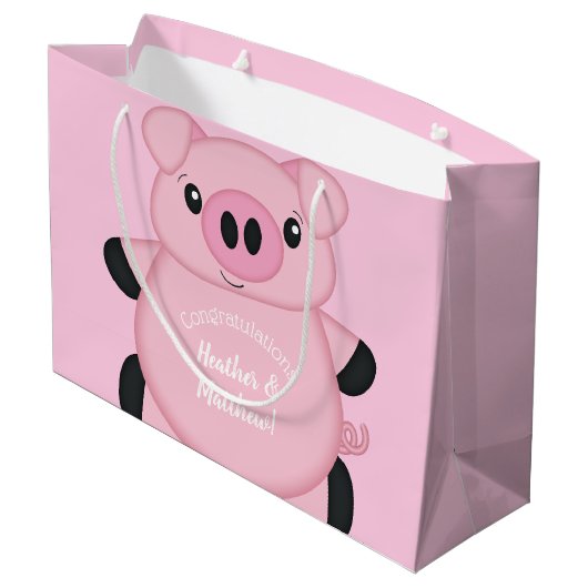 Roze Baby shower Groot Cadeauzakje (Achterkant Gekanteld)