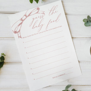  Roze Baby shower Guess Baby Food Game Flyer