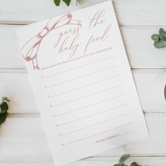  Roze Baby shower Guess Baby Food Game Flyer