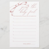  Roze Baby shower Guess Baby Food Game Flyer (Voorkant)