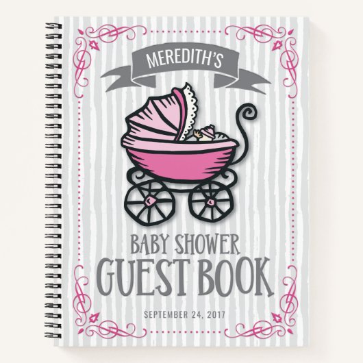 Roze Baby shower Guest Book Notitieboek (Voorkant)