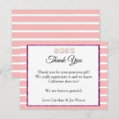 Roze Baby shower Hartelijk dank Kaart (Voorkant / Achterkant)