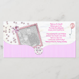 Roze Baby shower Hartelijk dank voor uw fotokaart  Bedankkaart