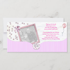 Roze Baby shower Hartelijk dank voor uw fotokaart  Bedankkaart