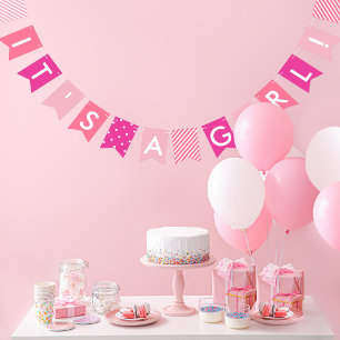Roze Baby shower Het is een meisje Vlaggetjes