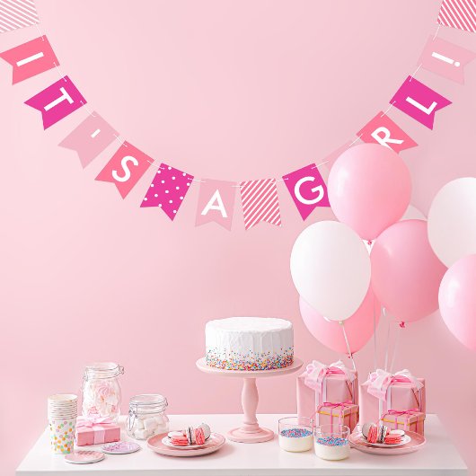 Roze Baby shower Het is een meisje Vlaggetjes