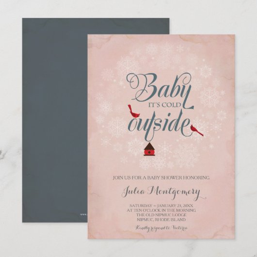  Roze Baby shower Het is koud buiten de winter Kaart (Voorkant / Achterkant)