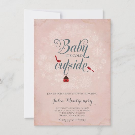  Roze Baby shower Het is koud buiten de winter Kaart (Voorkant)