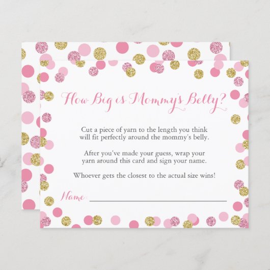 Roze Baby shower Hoe groot is mama's Belly Game (Voorkant / Achterkant)