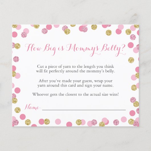 Roze Baby shower Hoe groot is mama's Belly Game (Voorkant)