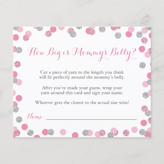 Roze Baby shower Hoe groot is mama's Belly Game (Voorkant)