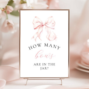 Roze Baby shower Hoeveel Bogen Tafelteken Poster